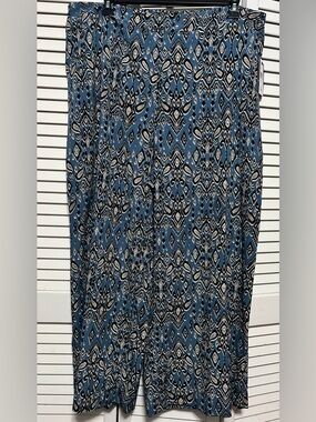 NWT Dillards I.N. Studio Blue, Beige and Black Pull On Wide Leg Pants Size 3x